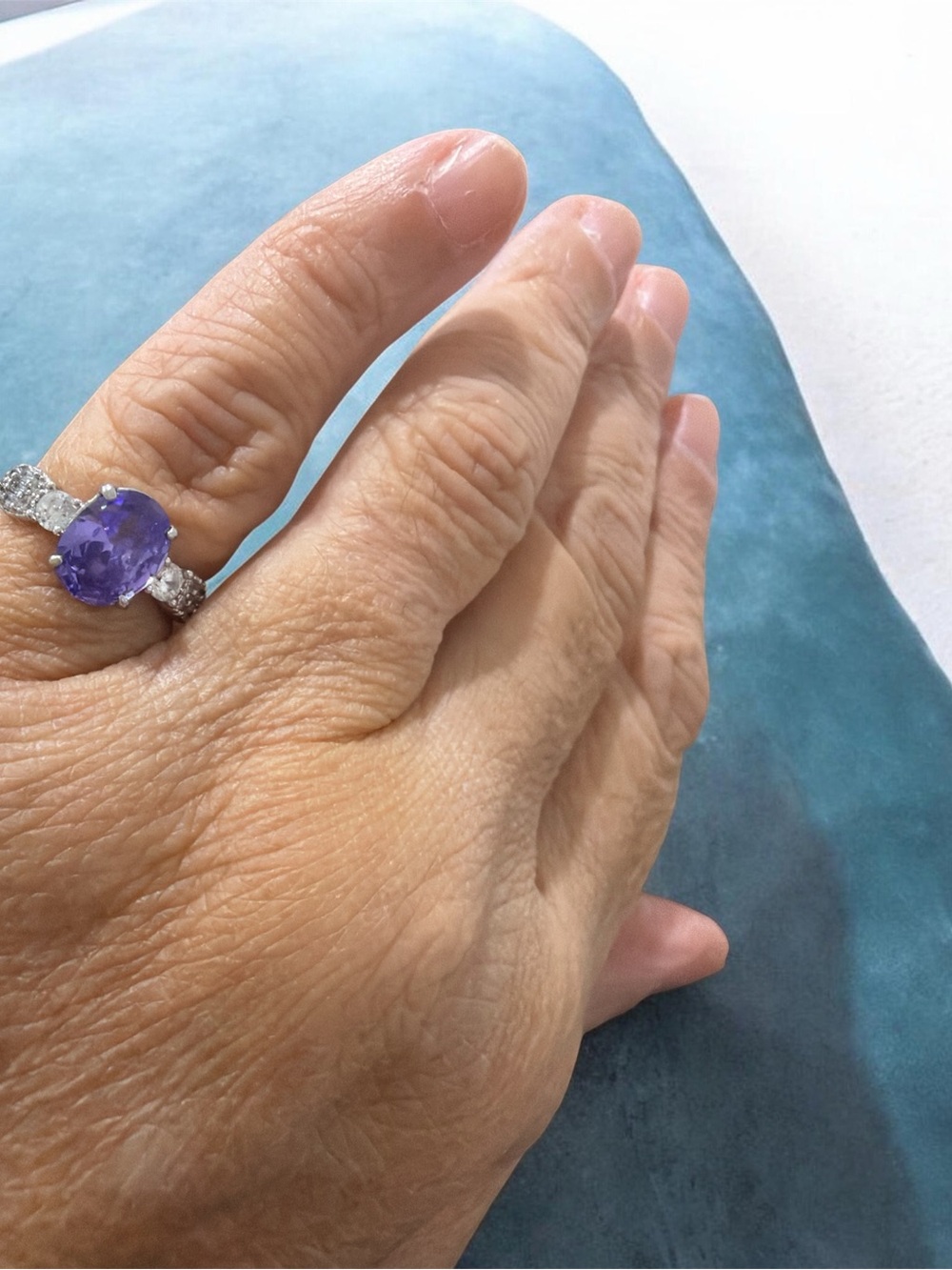 Vibrant Purple Gemstone Halo Ring - Women Jewelry
